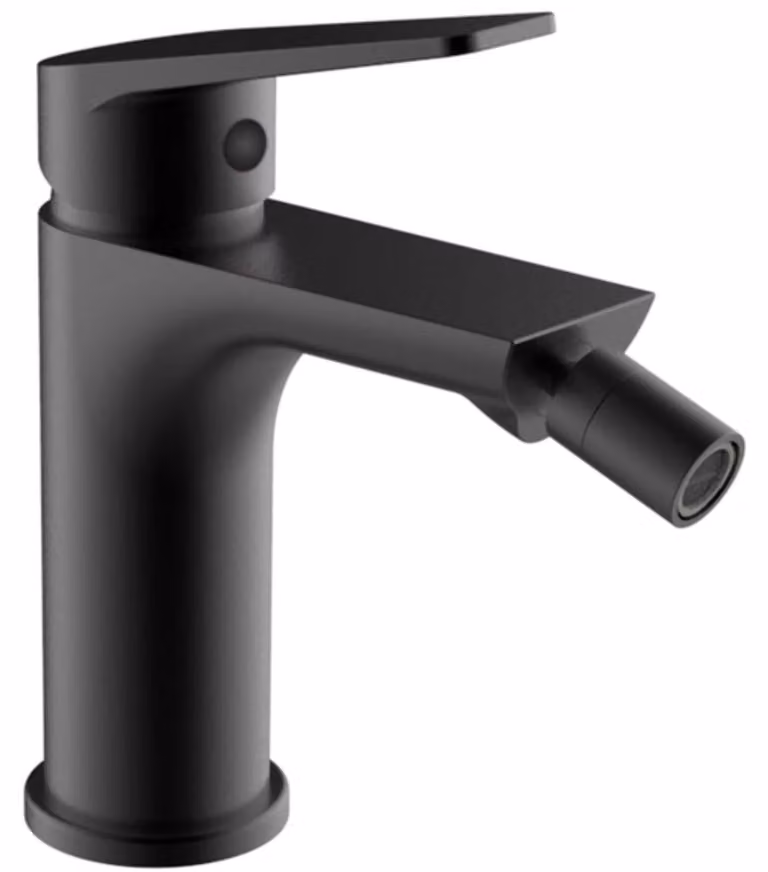 Schläfer 26505815 | Miscelatore Monocomando per Bidet Bagno serie Leonardo con Scarico automatico 1 1/4, Rubinetto Monoforo Cartuccia diam35mm Nero Opaco, Italy
