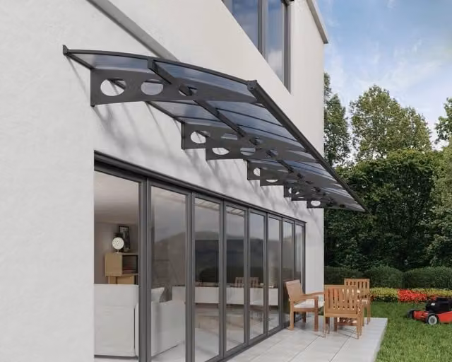 Pensilina da esterno Herald Canopia in policarbonato e acciaio zincato, colore antracite, L: 890 cm – 1
