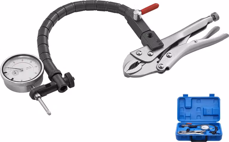 Calibro a quadrante SucceBuy con braccio regolabile a 360° e pinze di presa, precisione di 0,03 mm, campo di misura da 0-25,4 mm, ideale per le impostazioni delle macchine e le misurazioni in aree ristrette, custodia in dotazione