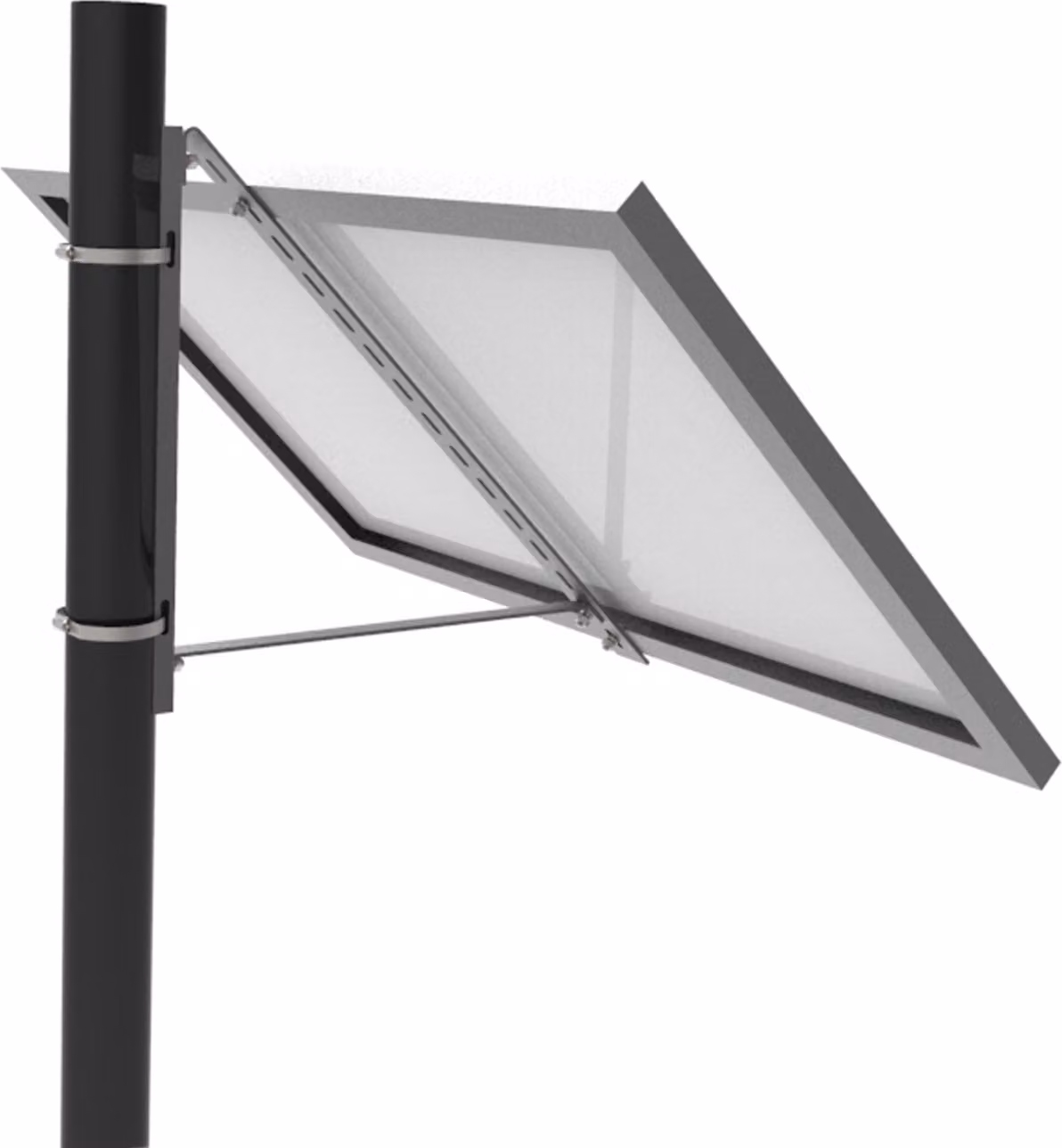 enjoy solar® Supporto in alluminio per palo per pannello singolo con larghezza da 100 a 670 mm, angolo di inclinazione 45°, IVA 0%.