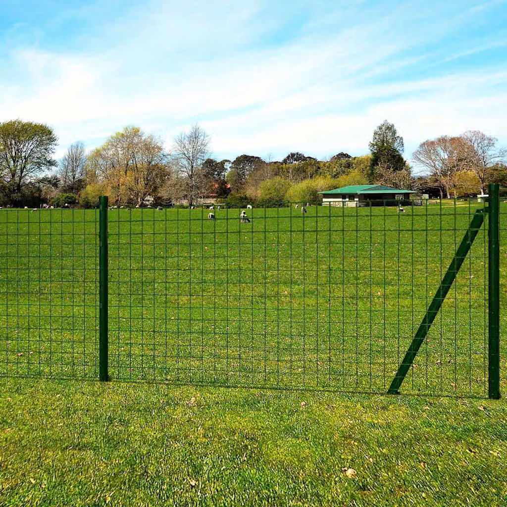 Recinzione Euro vidaXL in acciaio rivestito in PVC verde, H: 2,2 m x L: 25 m