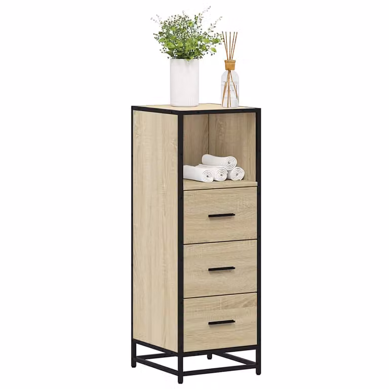 Armadietto da bagno sospeso vidaXL in stile industriale, colore marrone e beige, L: 35 cm, P: 37,5 cm, H: 100 cm