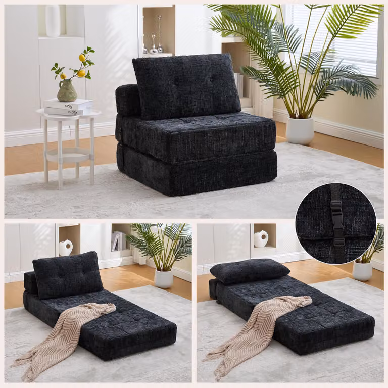 Divano letto pieghevole Sweiko, divano letto con cuscini, materasso pieghevole con schienale, divano pieghevole portatile, comodo divano da terra per soggiorno e camera da letto