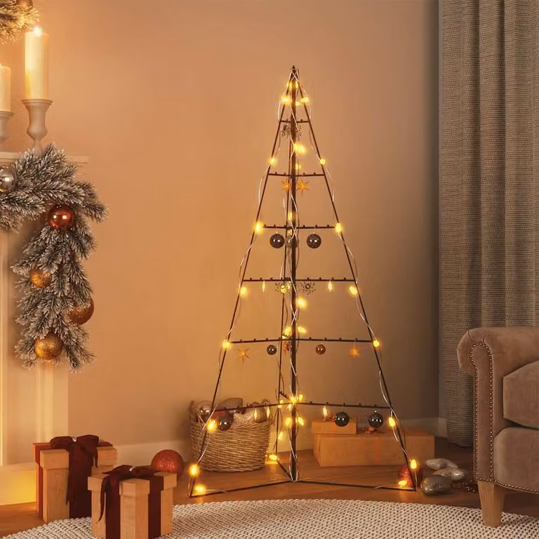 Albero di Natale decorativo moderno vidaXL in metallo nero, Altezza: 140 cm