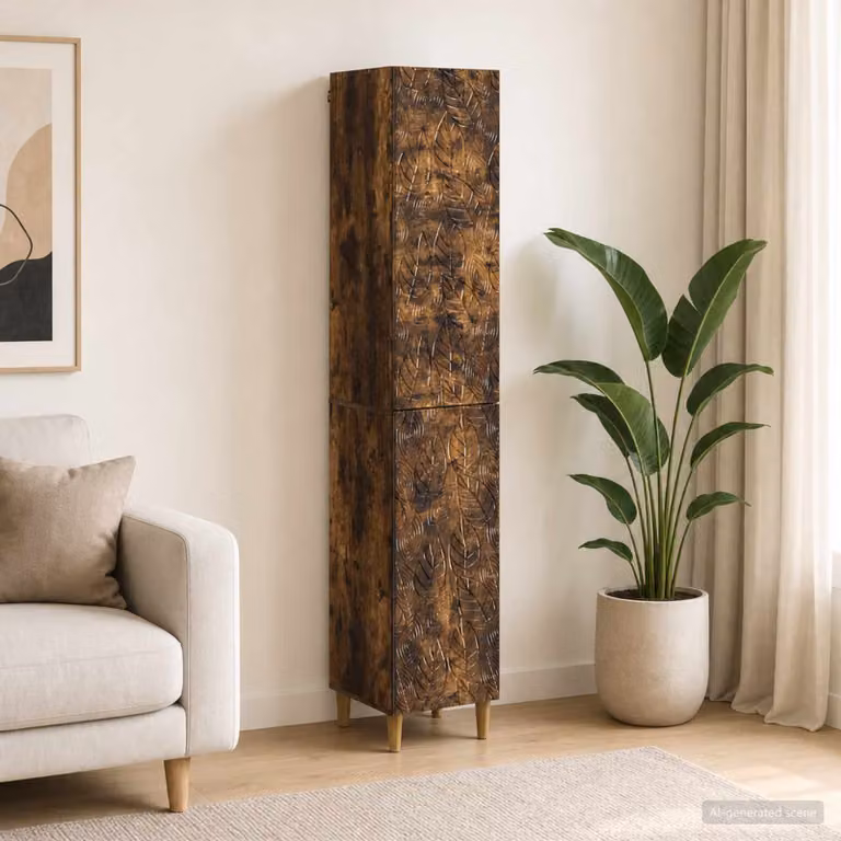 Set di 2 armadi moderni vidaXL in legno ingegnerizzato color rovere fumo con ante a battente e ripiani interni per soggiorno