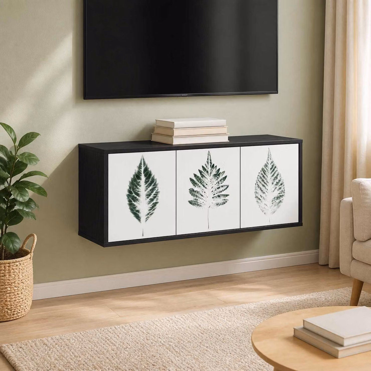Mobile TV da parete vidaXL HANAU in Rovere Nero, L 102 cm x P 33 cm x H 40 cm