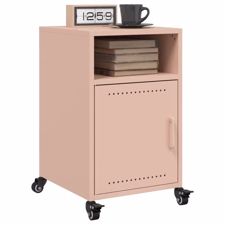 Set di 2 comodini vidaXL in metallo rosa opaco L/P/H: 36 x 39 x 59 cm