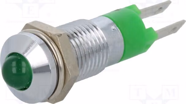 1 x Spia: LED, superficie convessa, apertura: Ø 8,2 mm, 12÷14 VDC, grado di protezione IP40, metallo, modello SMQD08212, LED