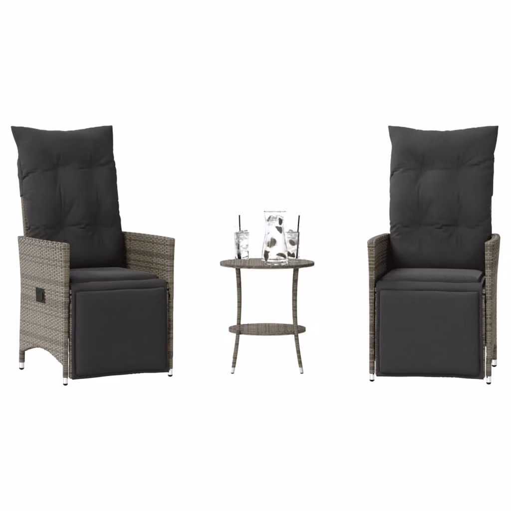 Maison Exclusive - Set da bistrot 3 pezzi con cuscini grigio in polyrattan