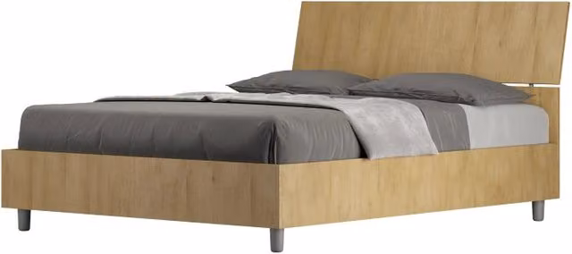Letto Matrimoniale francese 140x190 cm testata inclinata Demas - Senza rete,Quercia Natura