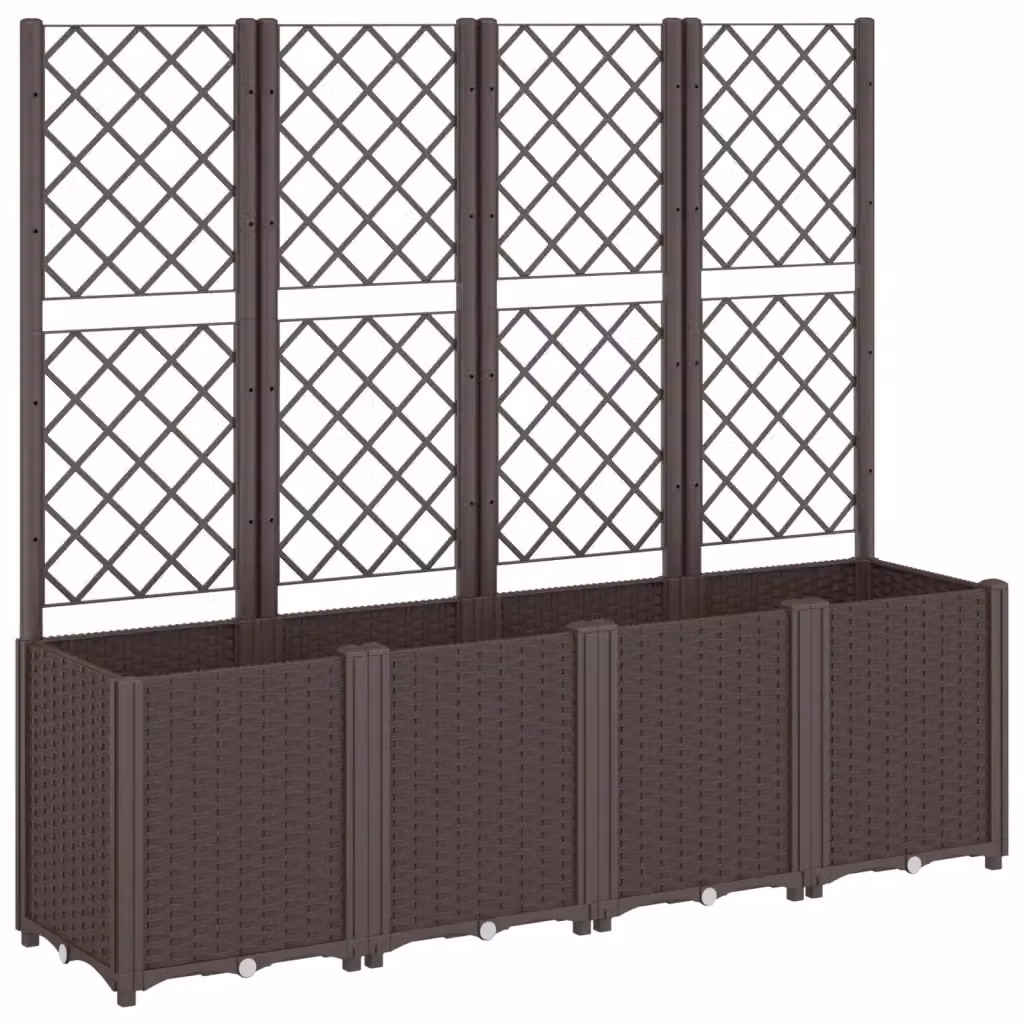 Fioriera da giardino con traliccio Videx marrone in plastica L 160 cm, P 40 cm, H 140 cm – 2