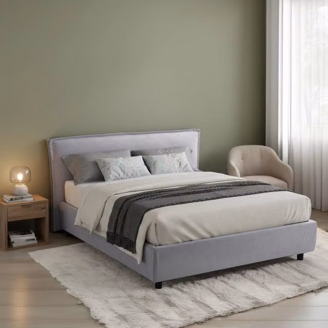 Letto Matrimoniale Bubbio DMORA Grigio con Cassetti L/P/H: 160 x 200 x 180 cm
