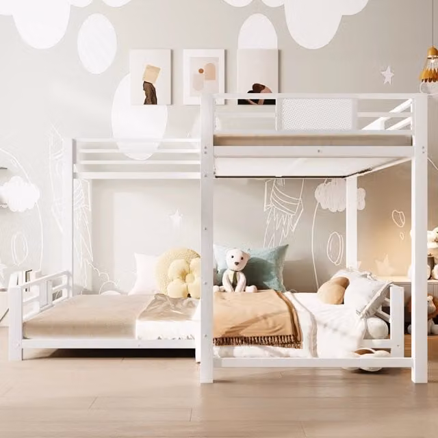 letto a castello in metallo bianco 204 x 204 cm