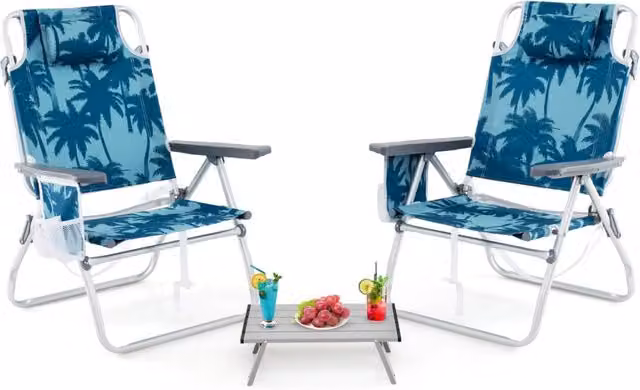 Set di sedie da giardino pieghevoli con tavolino laterale Design Mania, colore blu scuro – 1