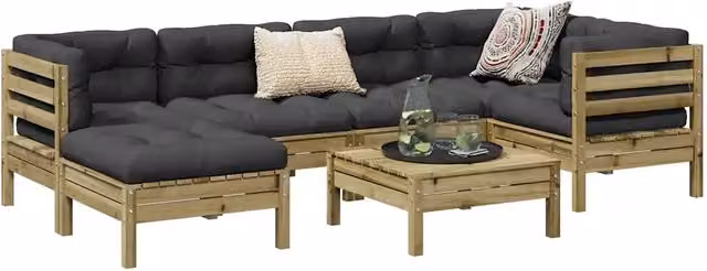 Set Divani da Giardino 7pz con Cuscini Legno Impregnato di Pino 3299540