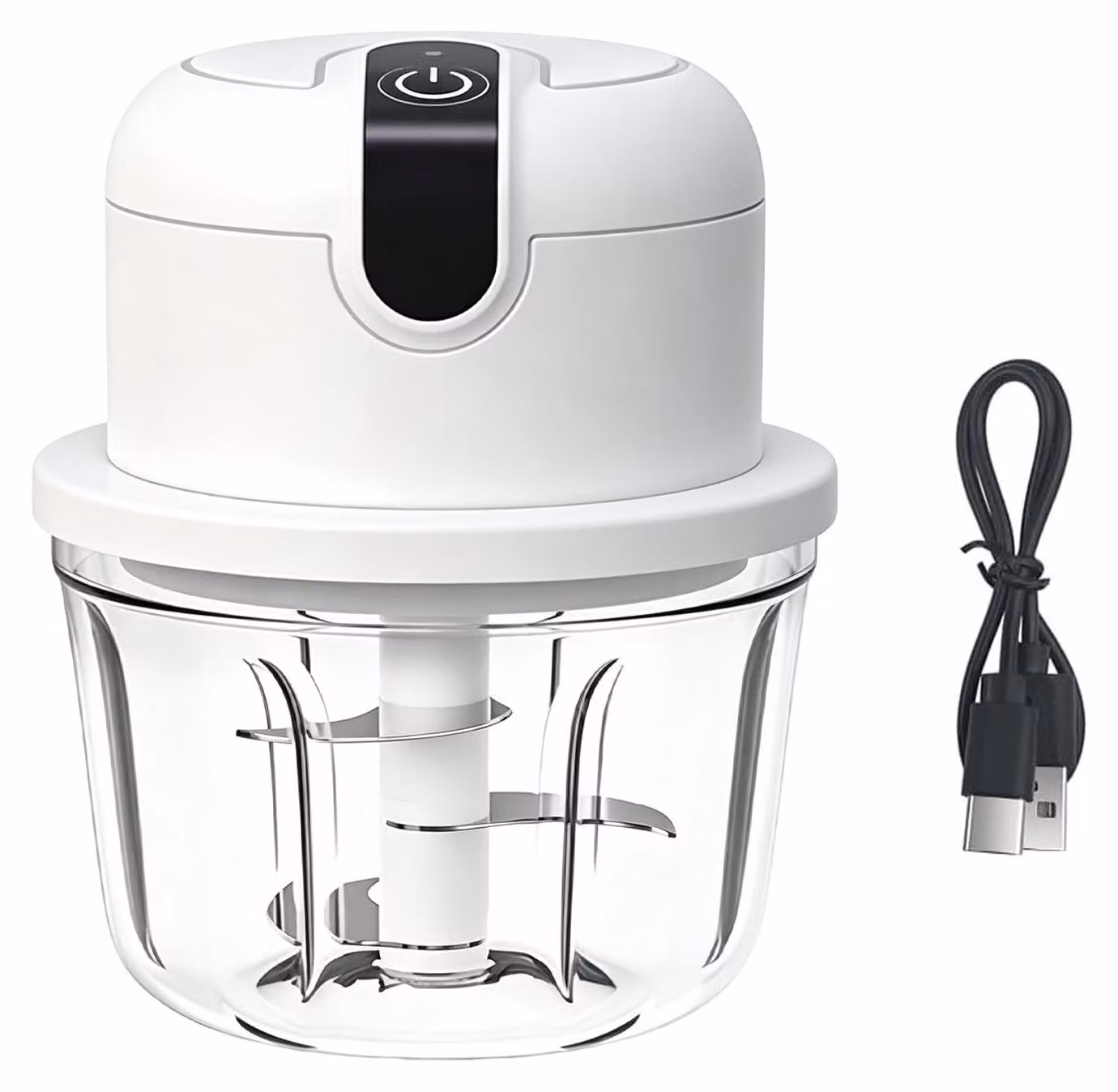 Frullatore elettrico da cucina da 350 ml, tritatutto per aglio, ricarica tramite USB