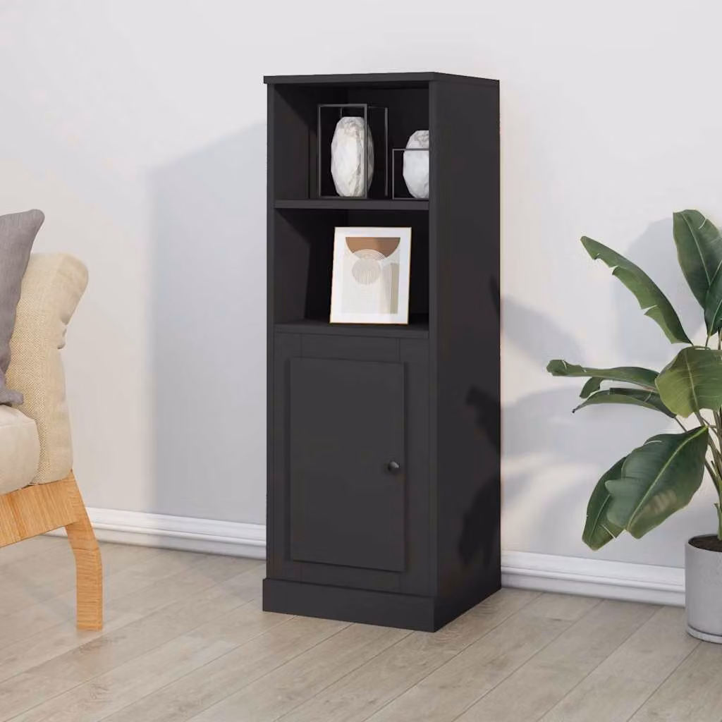 Credenza nera vidaXL in legno multistrato con design minimalista, L 36 cm x P 35,5 cm x H 103,5 cm
