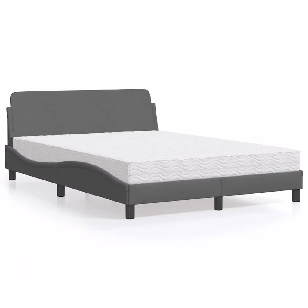 Letto con Materasso Dover vidaXL in Tessuto Grigio e Bianco L/P/H: 120 x 200 cm