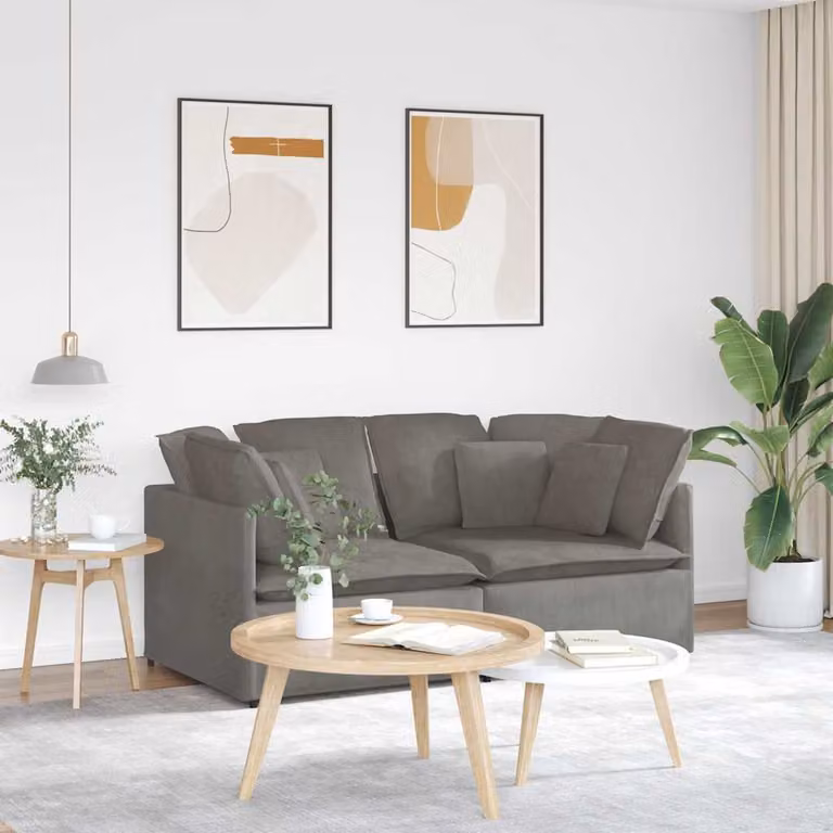 vidaXL Divano Moderno Imbottito in Velluto a Coste Grigio con Cuscini e Struttura in Metallo