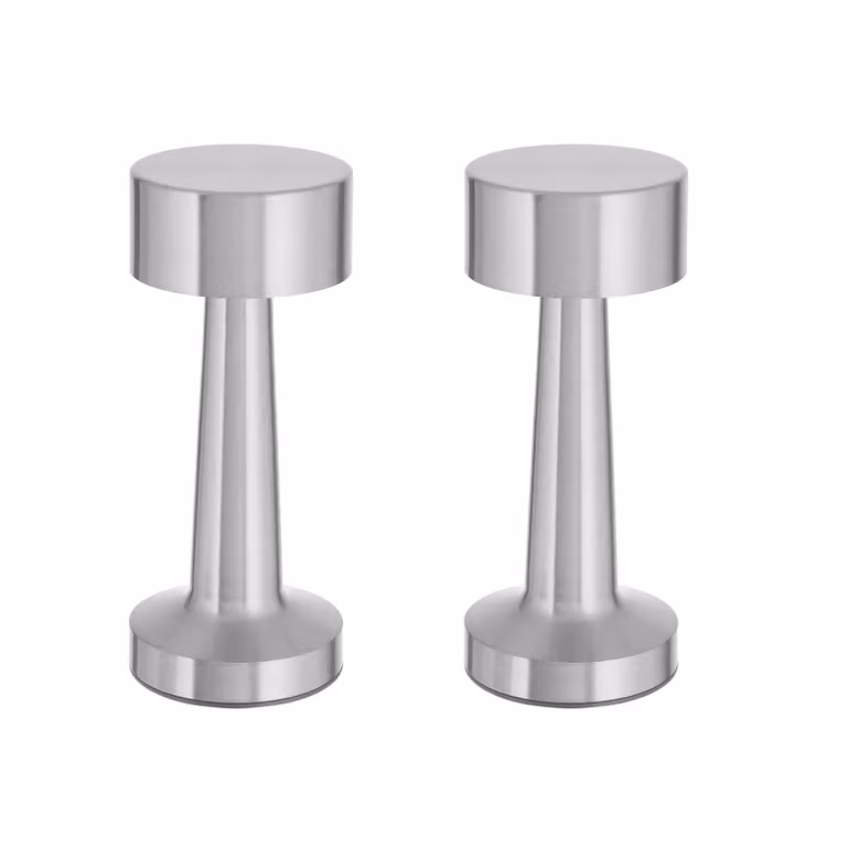 2 lampade da tavolo a batteria in metallo argento con funzione touch, 3 tonalità di bianco, ricaricabili tramite USB, luminosità regolabile, lampada da scrivania dimmerabile