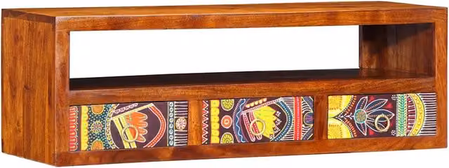 Mobile TV da parete multicolore in legno massello di acacia vidaXL L 90 cm, P 30 cm, H 30 cm – 1