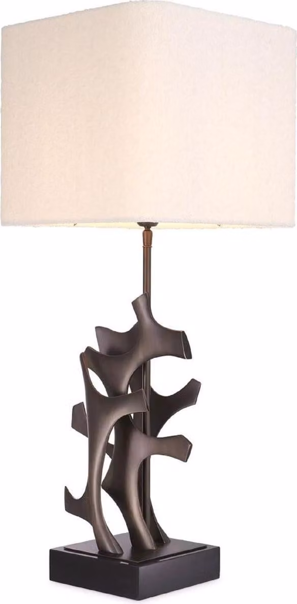 Casa Padrino lampada da tavolo bronzo / nero / crema 35 x 35 x h. 85,5 cm - Lampada da tavolo con paralume quadrato - Lampade da tavolo - Lampade da scrivania