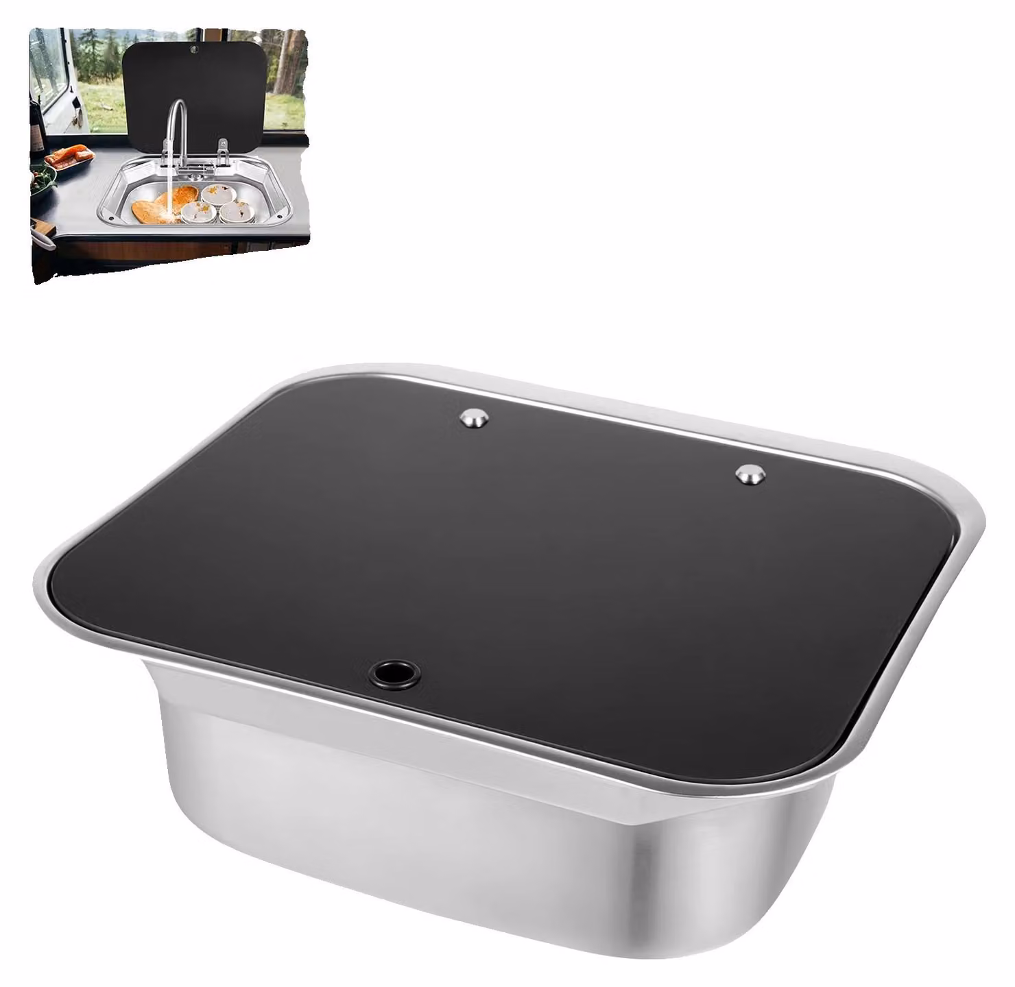Lavello da cucina, design compatto, facile installazione, colore nero
