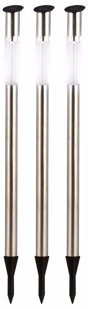 Set da 3 lampade solari a stelo, acciaio inossidabile, H 70 cm