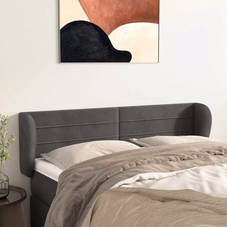 Testiera ad orecchio vidaXL in velluto grigio scuro L: 147 cm, P: 23 cm, H: 78-88 cm