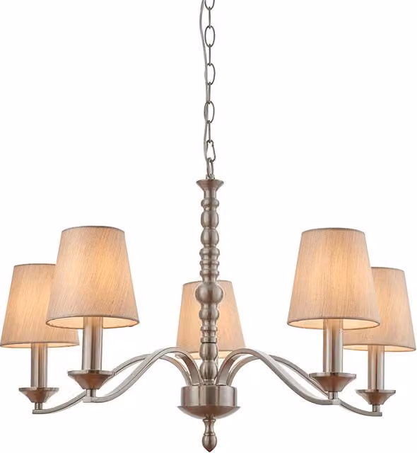 Lampadario ASTAIRE 5 luci nichel satinato con paralumi E14