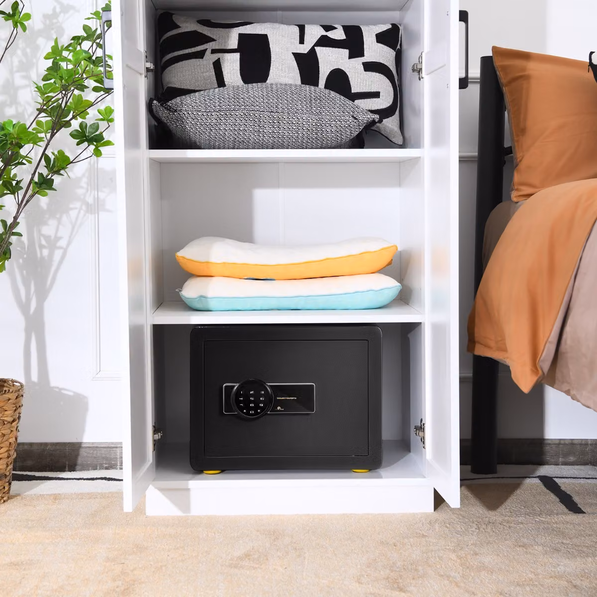Cassaforte elettronica Costway in acciaio con tastiera digitale, colore nero, capacità 0,033 m3 per casa e ufficio