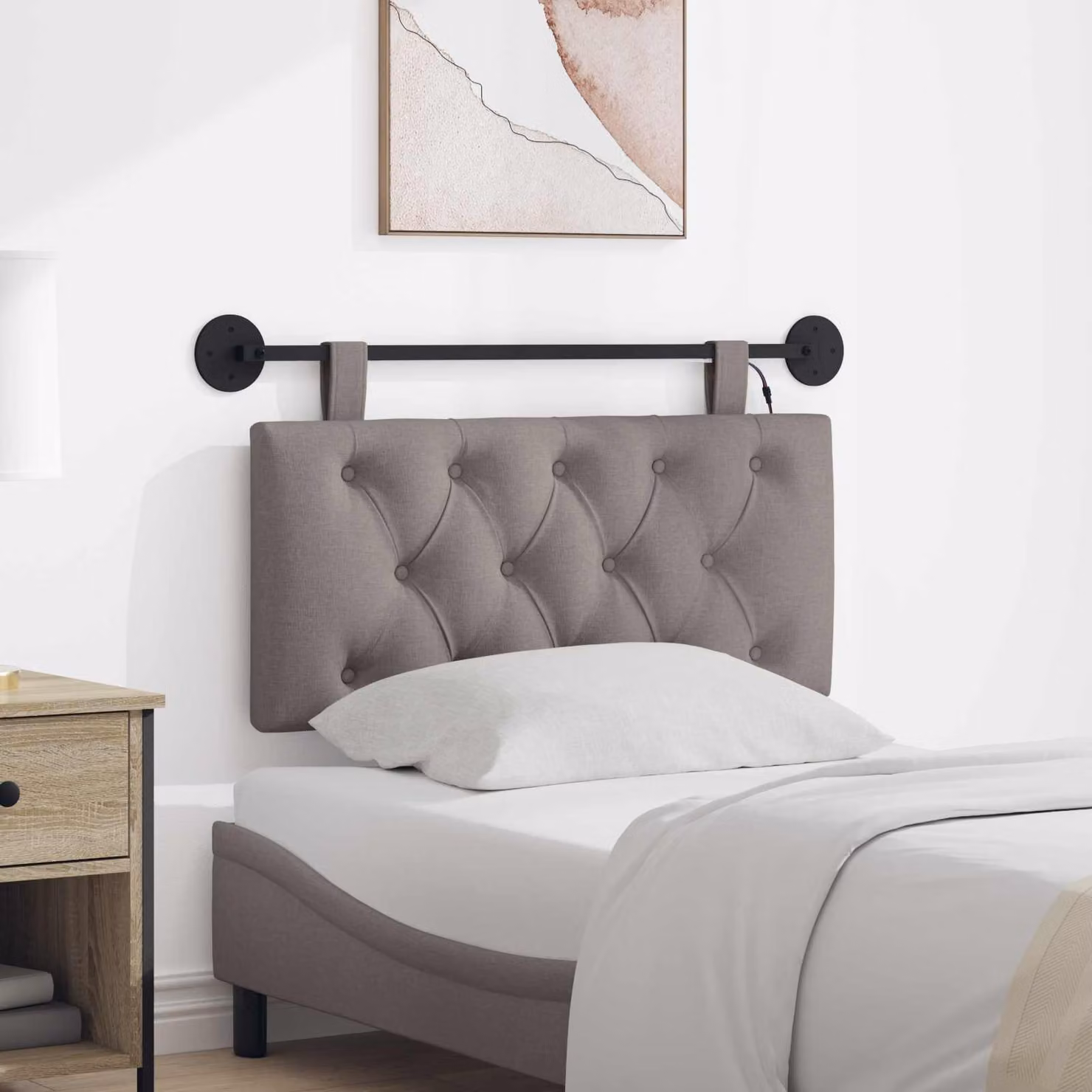 Testiera sospesa vidaXL in tessuto con illuminazione integrata, colore tortora/beige/grigio