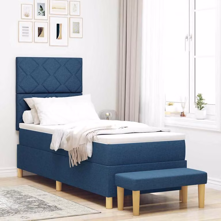 Maison Exclusive - Letto boxspring con testiera blu 200 x 80 cm in tessuto