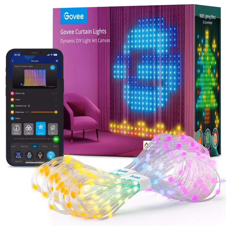 Pannello luminoso a LED RGBIC, 520 LED, dimensioni 1,5x2 metri, grado di protezione IP65 (resistente all'acqua), 86+ modalità, controllabile tramite sistema smart