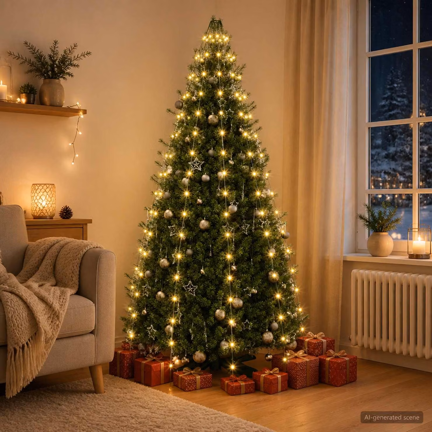 vidaXL Ghirlande luminose per alberi di Natale 180 LED Bianco caldo