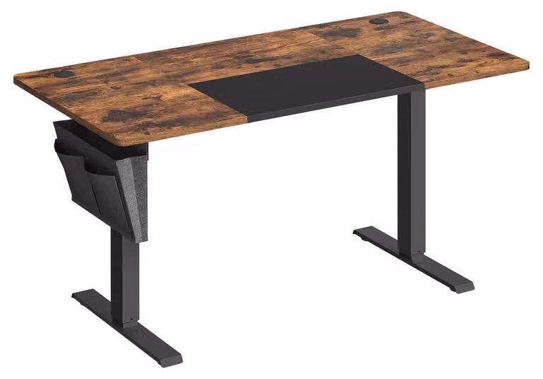 Scrivania regolabile elettricamente | Colore marrone scuro e nero | Dimensioni 140,1 x 60 x 72-120 cm