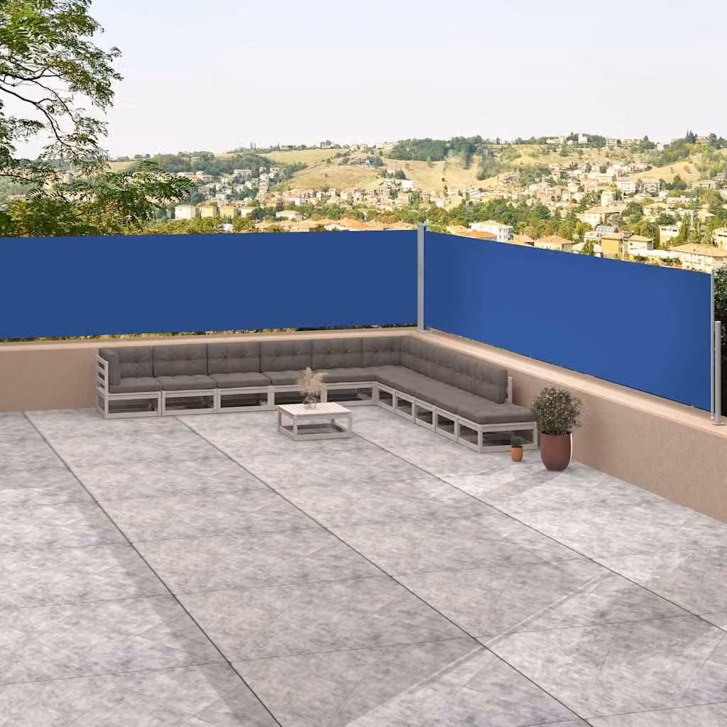 Tenda Laterale Retrattile vidaXL in Poliestere Blu L: 1200 cm, H: 117 cm