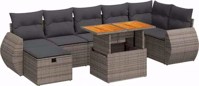 Set Divano Giardino 5 pz con Cuscini Grigio Polyrattan Acacia