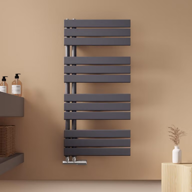 Asciugamani EMKE Radiatore da bagno Radiatore a pannello Attacco laterale Acqua calda a parete 1041 x 500 mm Antracite senza elemento riscaldante