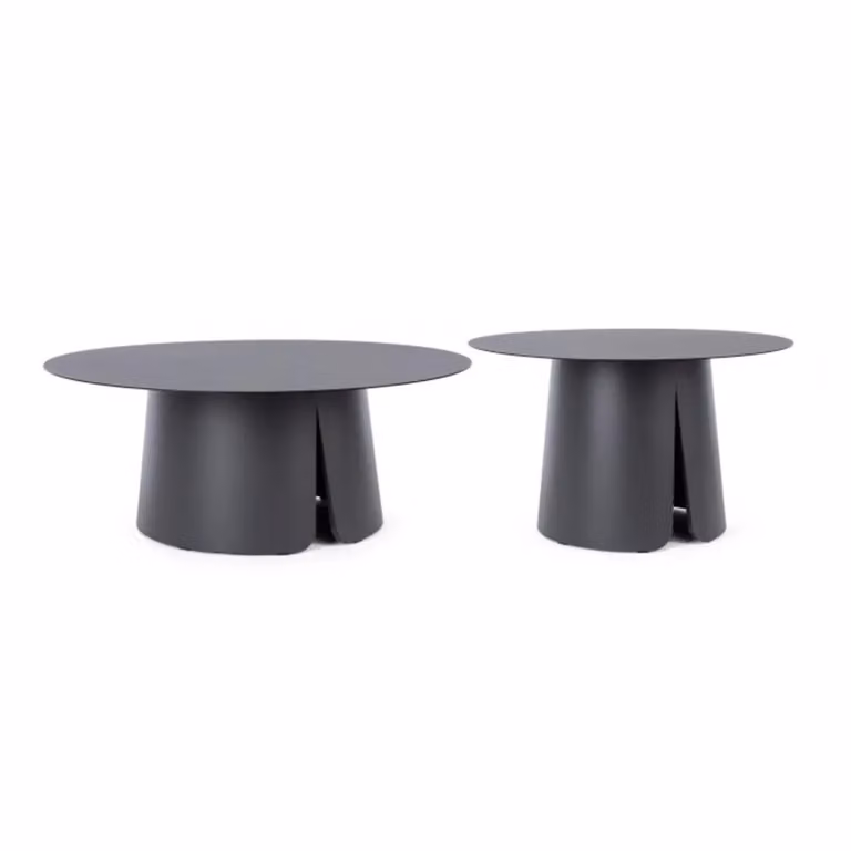 Set di 2 tavolini BRYAN in alluminio bianco panna