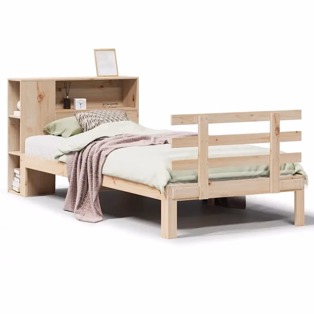 Giroletto con Libreria vidaXL in Legno di Pino Naturale con Ripiani Laterali L/P/H: 190 x 75 x 82 cm – 2