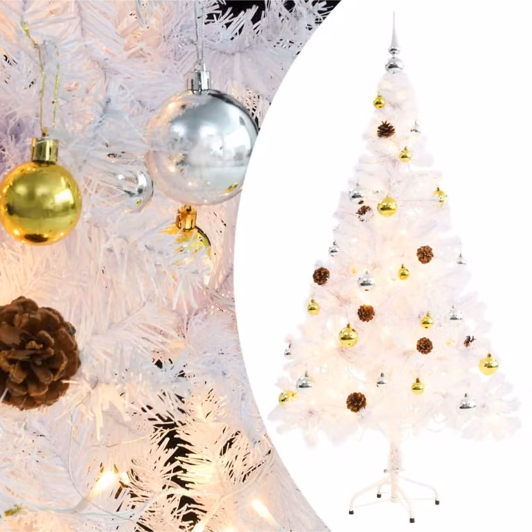 Maison Exclusive - Albero di Natale artificiale con luci e palline bianche, 150 cm