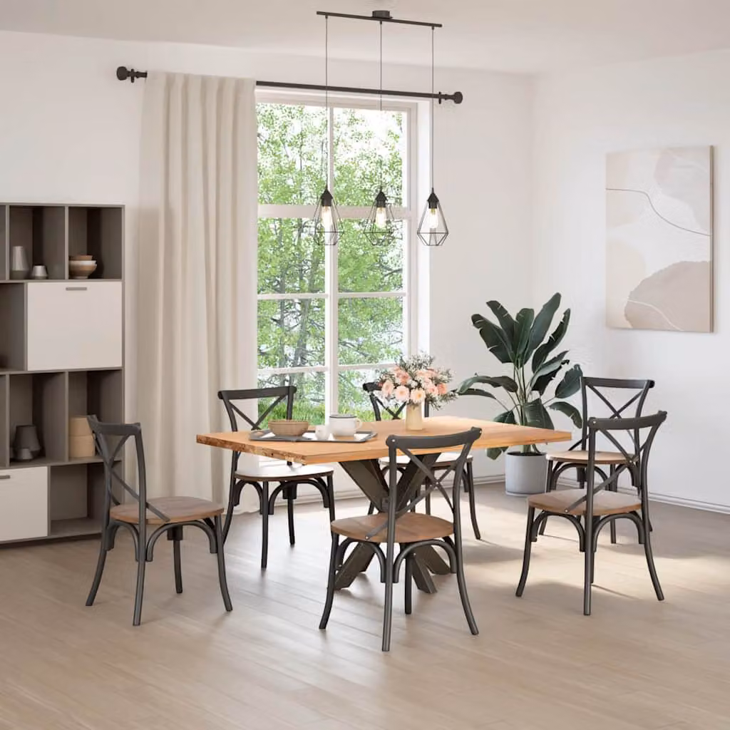 vidaXL Gamba Tavolo da Pranzo a Forma di Ragno Nero 85x85x(72-73) cm