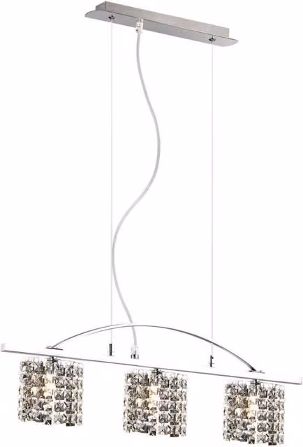 Lampada a sospensione Claut in metallo argento e trasparente con design moderno