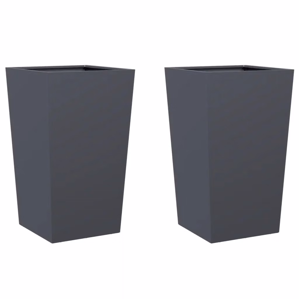 Set di 2 fioriere da giardino vidaXL in acciaio color antracite L/P/H: 45 x 45 x 75 cm – 2