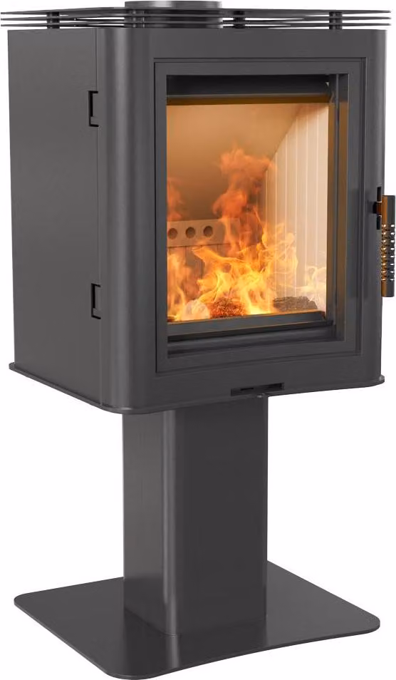 Caminetto a stelo KRATKI KOZA K5 su gambe 7 kW Ø150 Kit di installazione