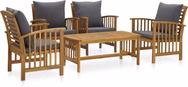 Set Divani da Giardino 5 pz con Cuscini in Massello di Acacia 3057982