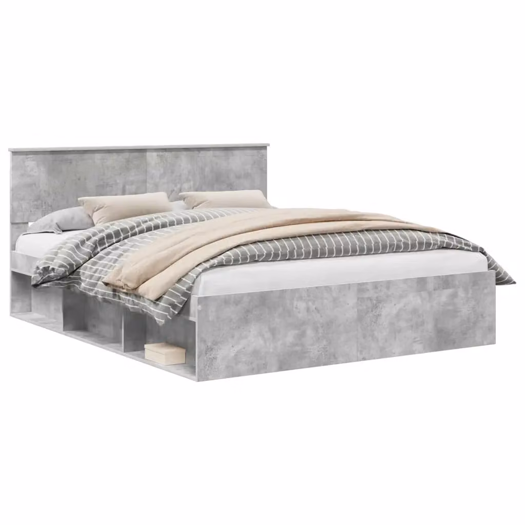Struttura del letto vidaXL in pino massello e MDF, colore grigio, L/P/H: 160 x 200 x 90 cm – 2