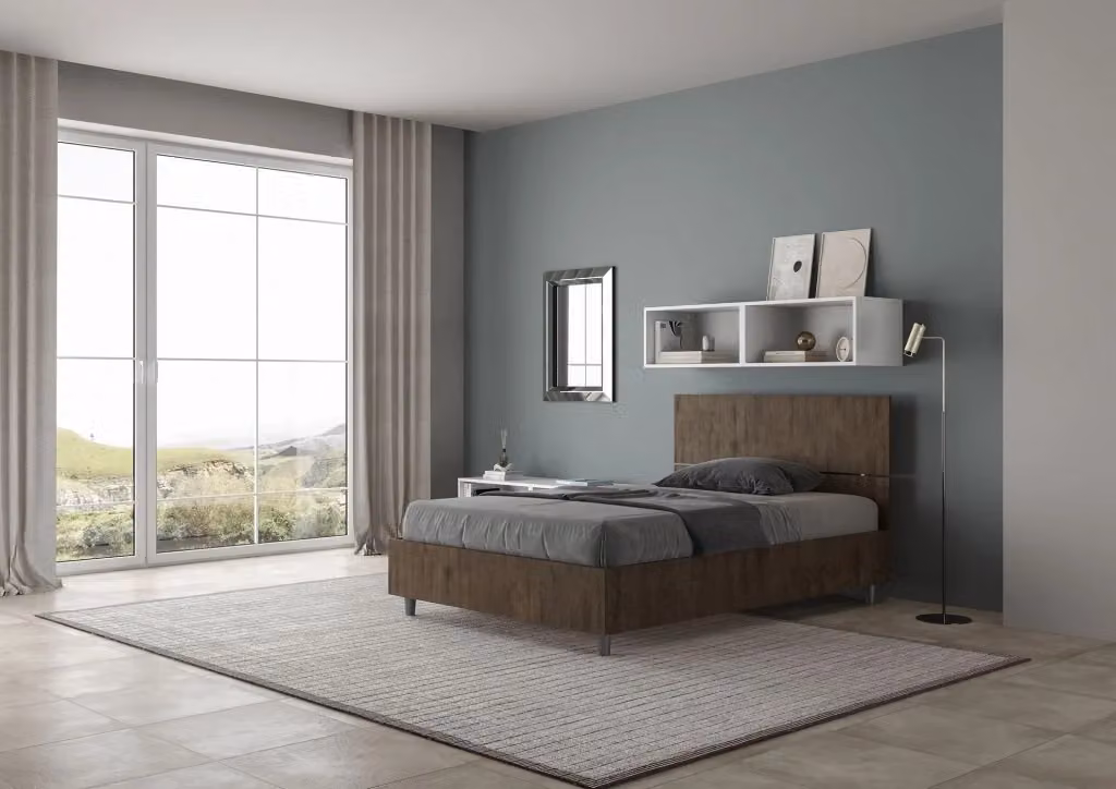 Letto 1 Piazza e Mezzo con Contenitore e Rete a Sollevamento Giordanoshop Noce L/P/H: 120 x 200 x 127 cm – 2