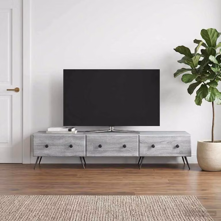 Mobile TV moderno vidaXL in legno ingegnerizzato grigio, L 147 x P 34,5 x H 30 cm